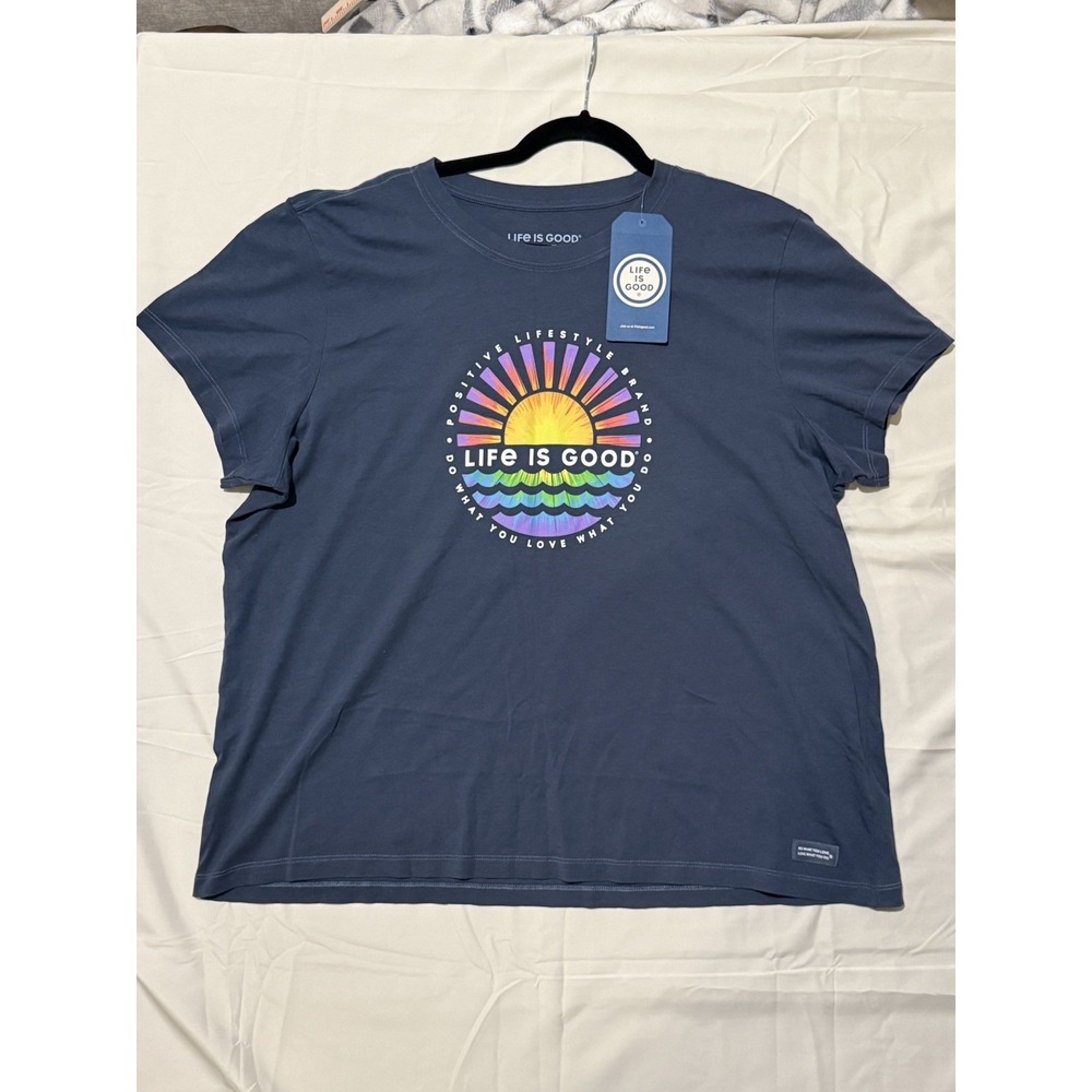Life is Good Tie Dye Sunset Burst T-Shirt Do What You Love Love What You Do- XXL
